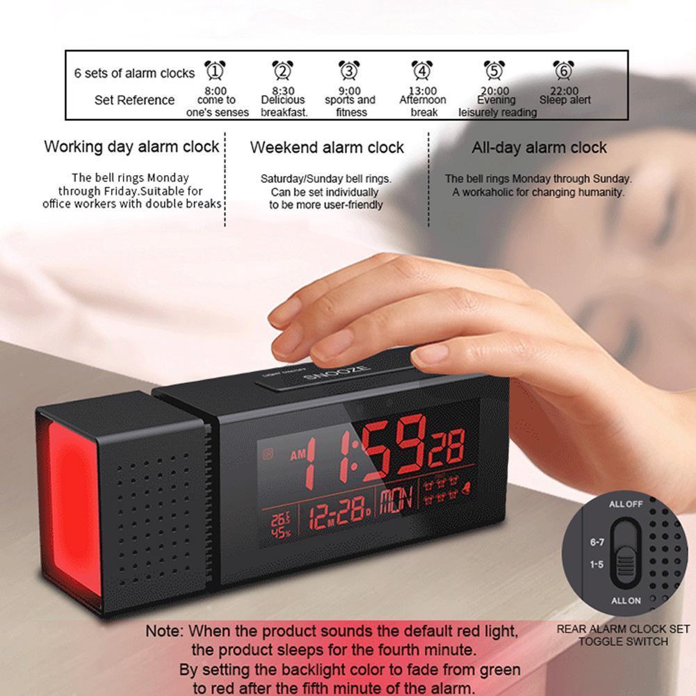 Digital Alarm Clock IR Sensor Movable Night Light With Temperature Humidity Night Decor FM Radio Display Clock Digital Tabl C9Z3