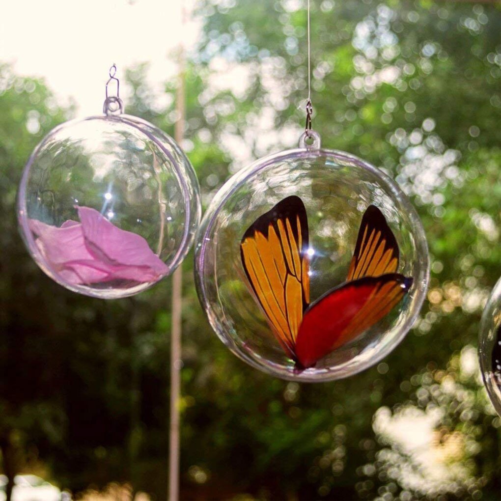 10PCS 4/5/6/8CM Transparent Ball Open Plastic Clear Bauble Ornament Christmas Party Hanging Pendant Package Supplies