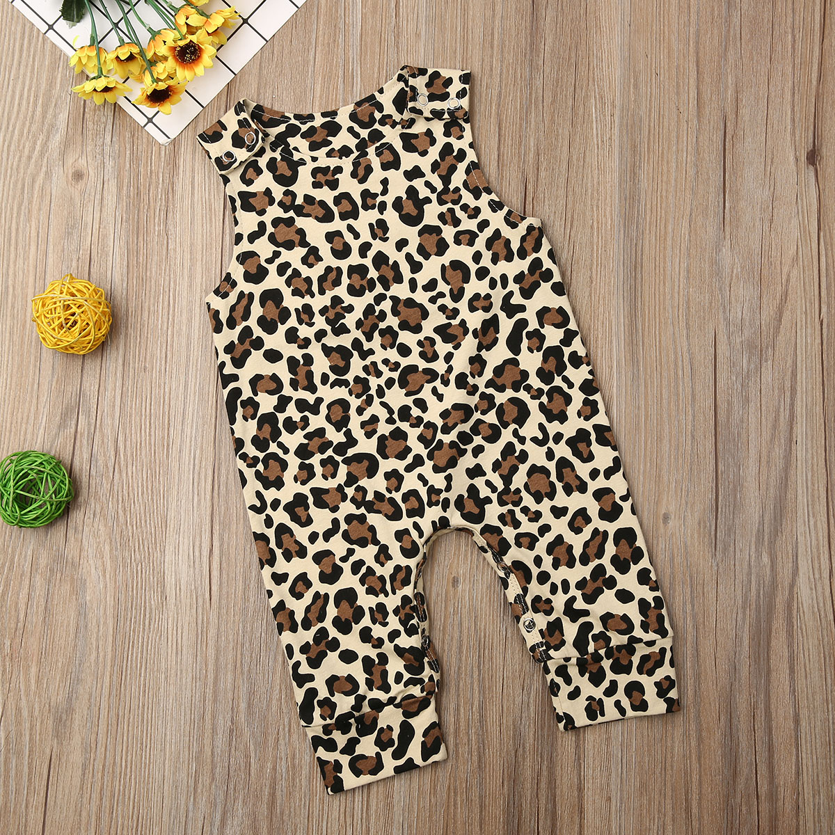 Sommer Neugeborenen Baby Mädchen Jungen Kleidung Leoparden Romper Ärmellose Overall Outfits Sunsuit