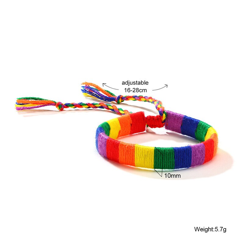 Simple Brazilian Nepal Rainbow Lesbian LGBT Pride Gay Pride Woven Braided Rope String Strand Friendship Bracelet: 8