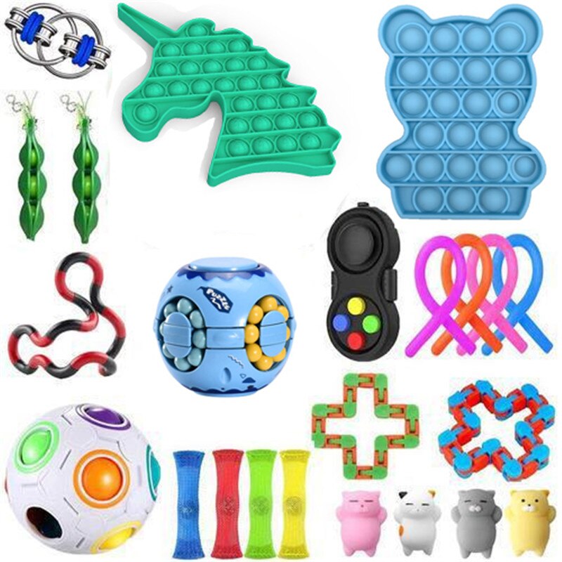 Zappeln Spielzeug 21/23PCS Anti Stress Spielzeug Set Sensorischen Antistress Relief Autismus Angst Anti Stress Blase für kinder Erwachsene: 23pcs B