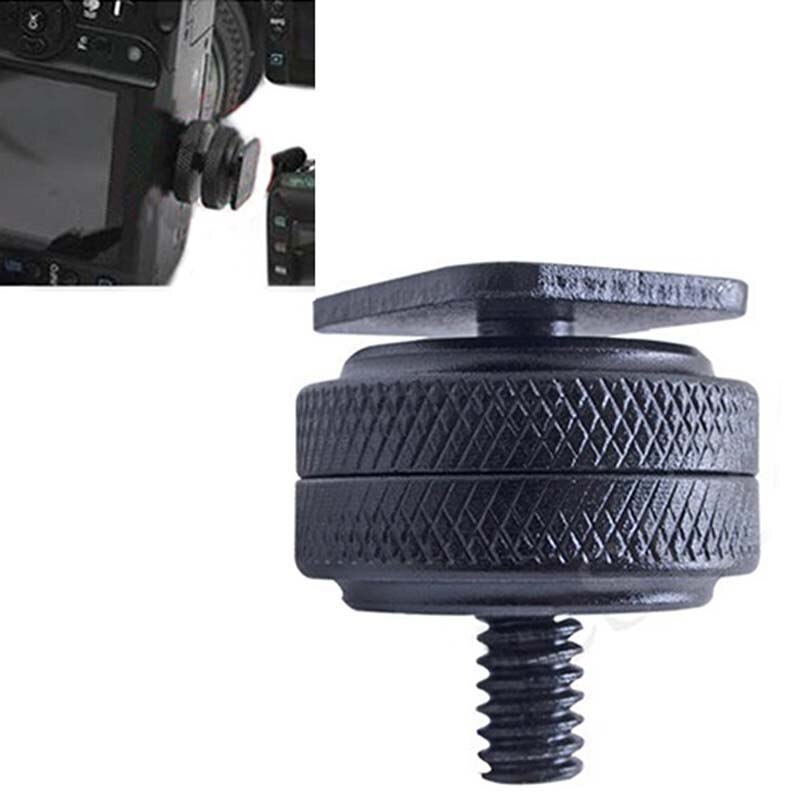 Pro 1/4" Dual Nuts Tripod Mount Screw Black To Flash Shoe Adapter For Camera Studio Accessories