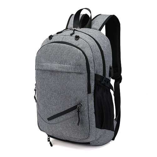 USB Charge Port Backpack Multifunction Men School Bag For Teenager Boys Preppy Style Laptop Travel With Football Basketball Net: Gray