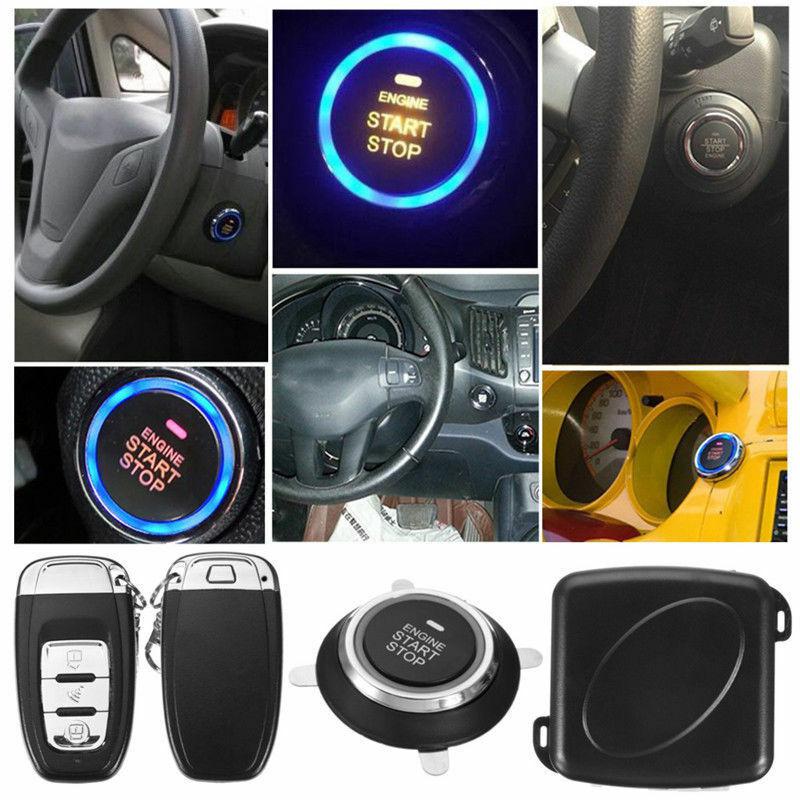 12V Universal 8Pcs Car Alarm Keyless Start Security System PKE Induction Anti-theft Keyless Entry Push Button Remote System