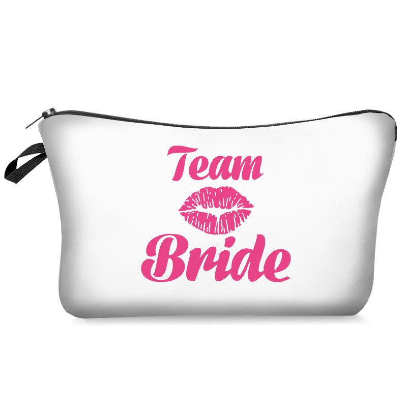 Team Bruid Brief Gedrukt Make-Up Tas Wit Cosmetische Zakken Bruidsmeisje Wedding Party Make Pouch Dames Beauty Case Toilettas: A4