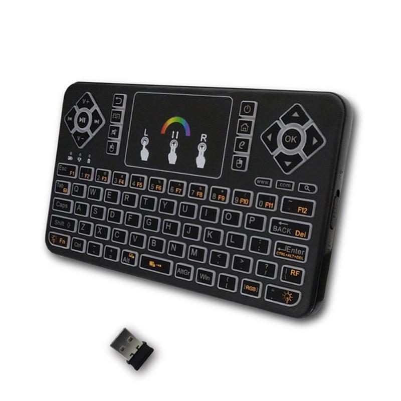 80-key Keyboards For Android TV Box Q9 2.4G Mini Wireless Keyboard Touchpad Flying Mouse Combo Colorful Backlit Handle Control