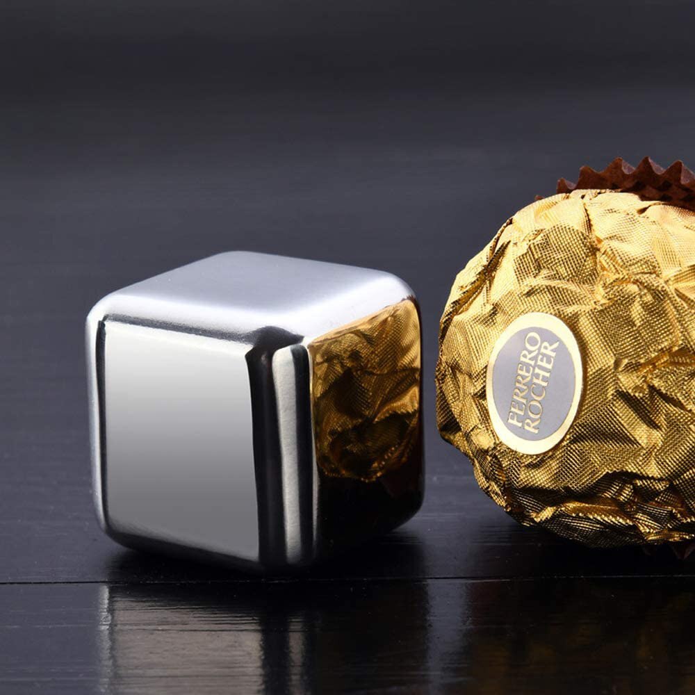 Juego de cubitos de hielo de piedras para Whisky, Cubo de enfriamiento de vino de acero inoxidable de grado alimenticio reutilizable, herramienta de Bar para , cubo de hielo inoxidable
