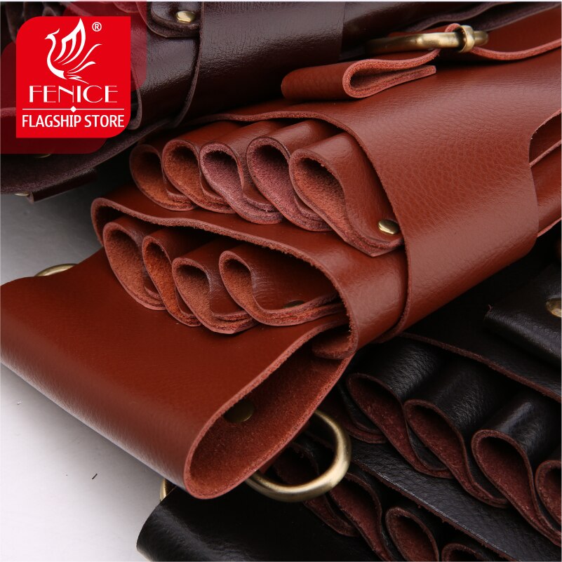 Fenicehigh gesp retro leren etui kapperssalon holster tas stylingtools tas voor 9 haarscharen