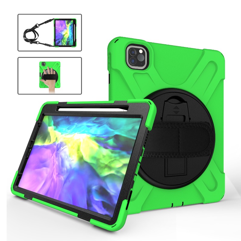 Stevige, robuuste en schokbestendige hoes voor ipad pro 12.9 inch en ipad air 13 met draaibare handgreep en standaard.: Donkerblauw
