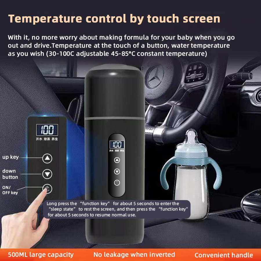 12V 24V Car Heating Cup 500Ml Electric Kettle Water Heater Boiling Mug Boiler Thermostatic Tumbler Termos Thermos Thermal Mug