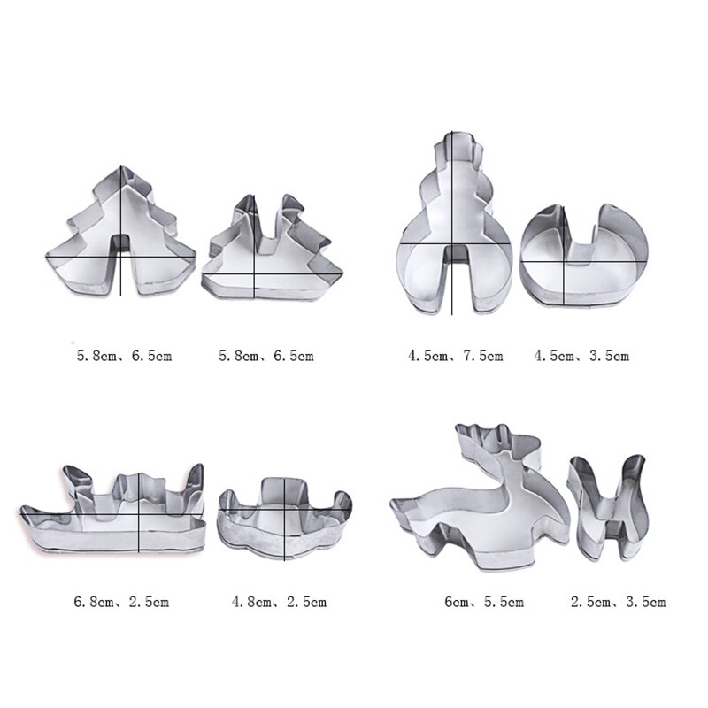 8 Stks/set Rvs 3D Kerst Cookie Cutter Cake Kind Cookie Mold Biscuit Fondant Cutter Voor Diy Bakken Decorating Tool