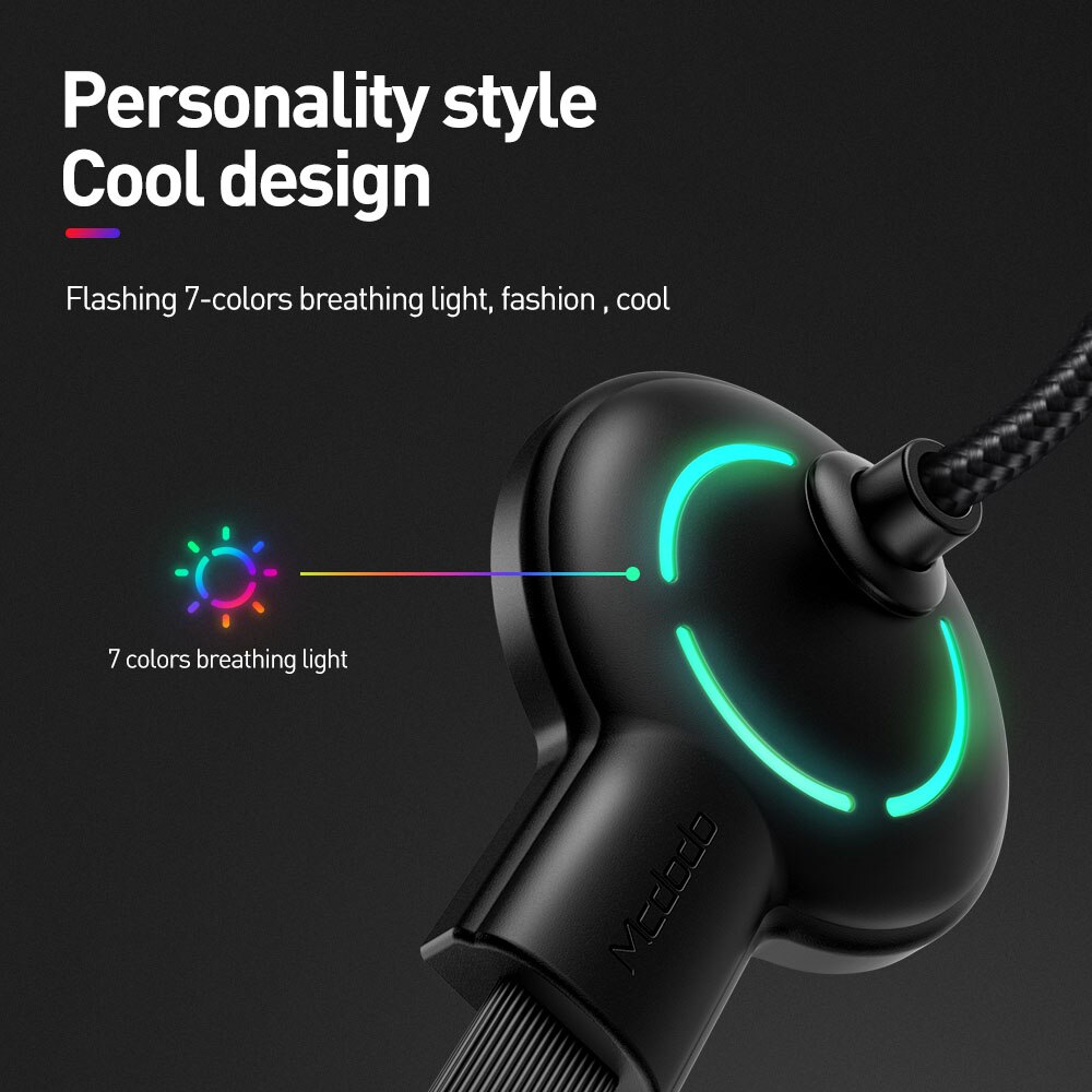 Mcdodo USB Typ C Ellenbogen für Spiel Kabel QC 4,0 Schnelle Ladung LED Kabel für Samsung Xiaomi Huawei USB C Telefon Ladegerät Kabel