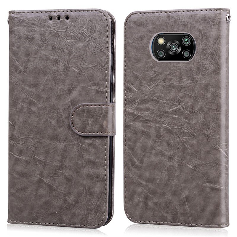 For POCO X3 NFC Case Leather Wallet Phone Case For Xiaomi POCO X3 Pro Case Flip Magnetic Wallet Case On for POCO X3 NFC Cover: For POCO X3 NFC / Gray