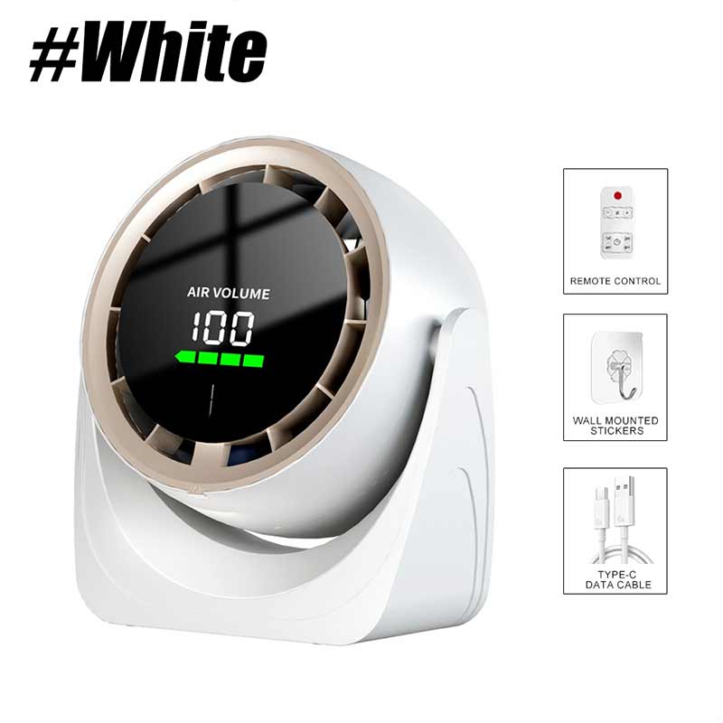 1PCS Desk Fan with Remote , LED Display Mini Table Fan, Rechargeable Personal Fan, 5 Speeds, 360°Tilt, USB-C Charging, Quiet Sma: Dark Green