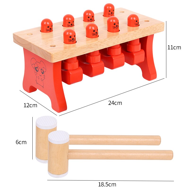 Children's Wooden Happy Playing Hamster Parent Child Interaction Leisure Puzzle Early Education Percussion Piling table Toys