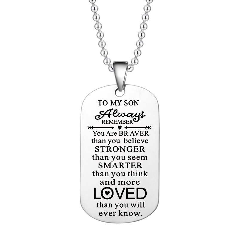 Stainless Steel Dog Tag Pendant Necklace Dog Tags Army Family TO MY My Daughter Son Necklaces Boys Kids Child Inspirational: TO MY SON PS