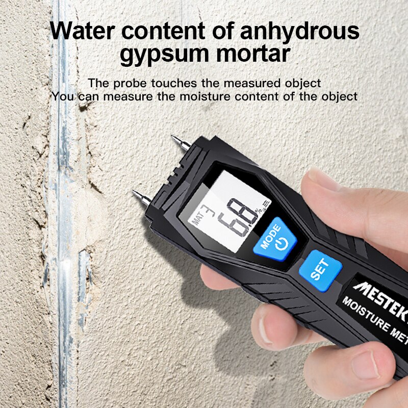 MESTEK misuratore di umidità digitale in legno a dovuto spillo tester di umidità della carta igrometro da parete rilevatore di umidità del legno LCD tester di umidità del legno
