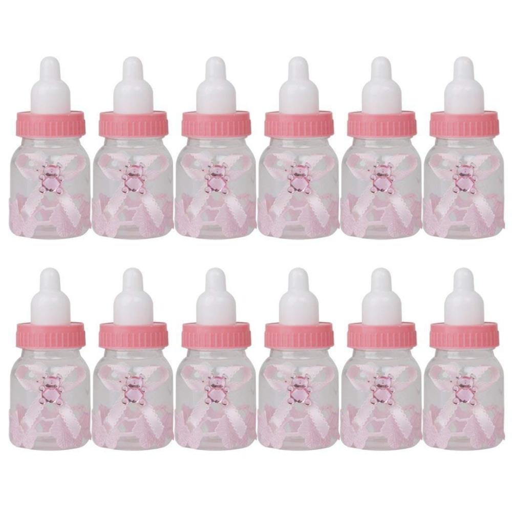 12Pcs Mini Baby Plastic Bottle Candy Box Cute Bear Bottle Candy Box Decoration Child Toy