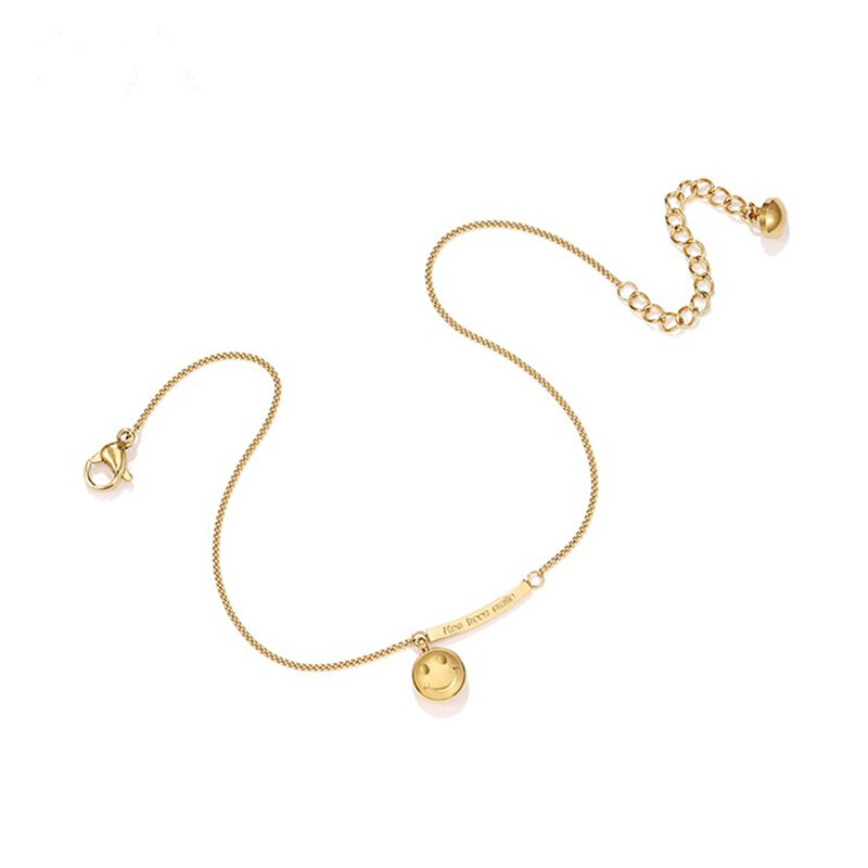 Meyrroyu Roestvrij Staal Gouden Kleur Glimlach Enkelband Trendy Joker Eenvoudige Arc Enkelbanden Voor Vrouwen Mode-sieraden Tornozeleira