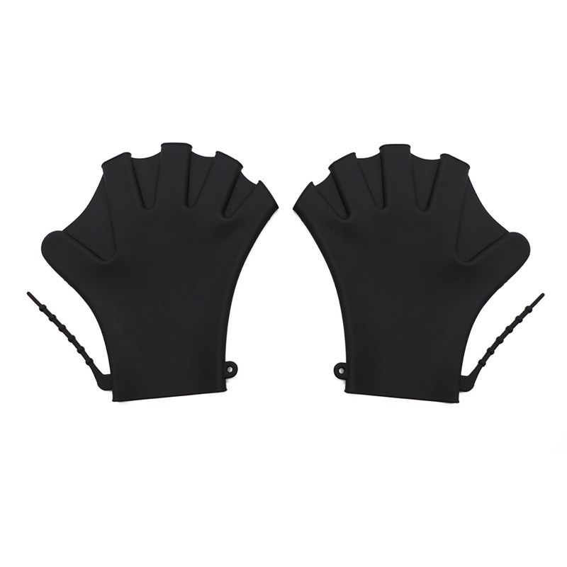 Silicone Swim Fins Adjustable Diving Duck Fins for Adults and Children Practice Swimming Gloves: L / WHITE