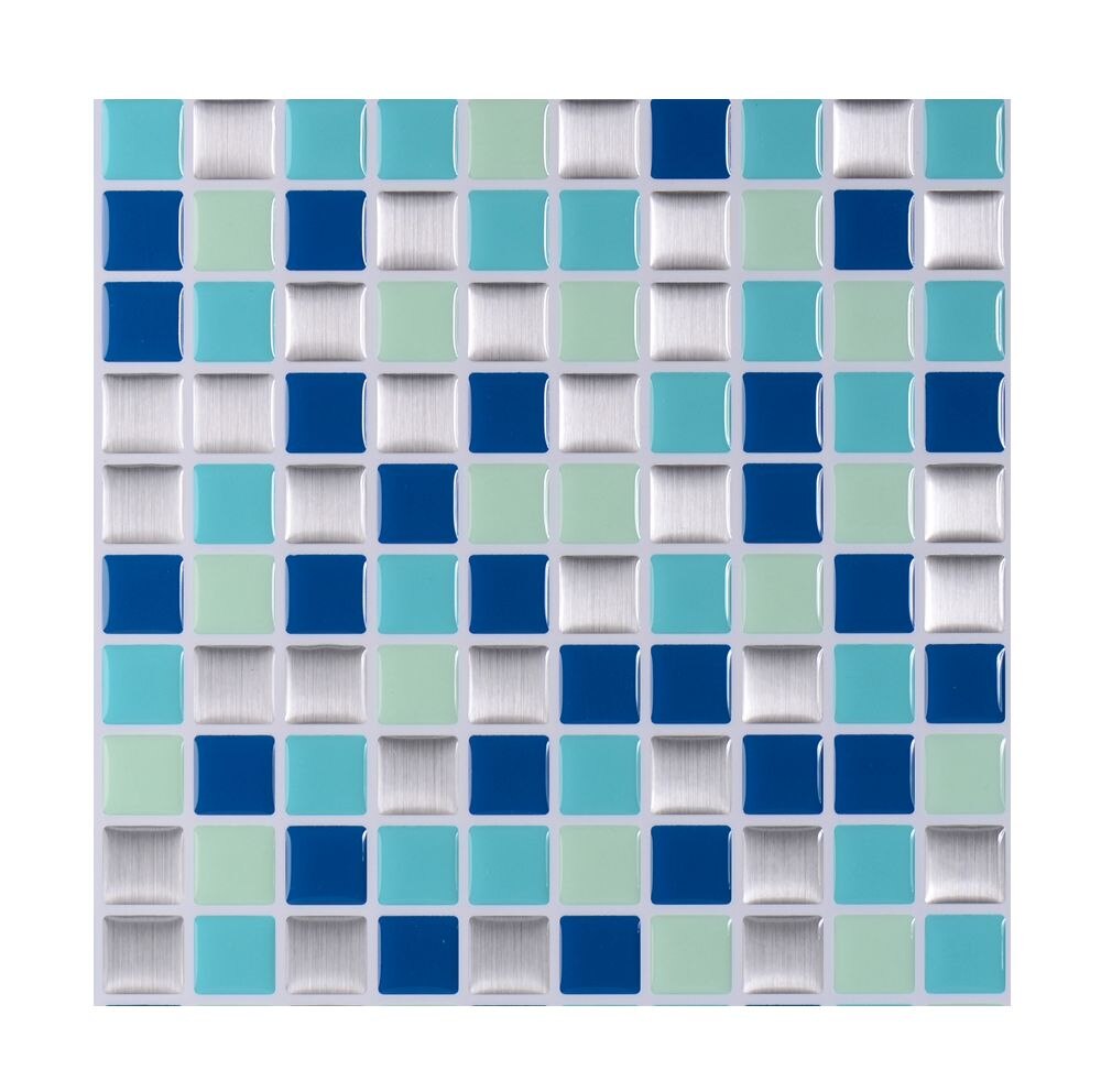 Vividtiles papier peint vinyle imperméable à la colle | Carreaux muraux en brique mosaïque argentée 3D écorce et bâton-1 feuille: T80203