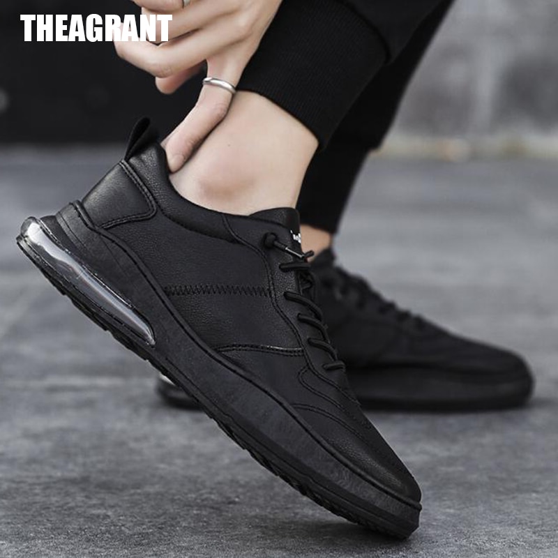 THEAGRANT Comfortable Casual Men Shoes Platform Sneakers For Male PU Leather Lace Up White Shoes Sneakers MSN2021