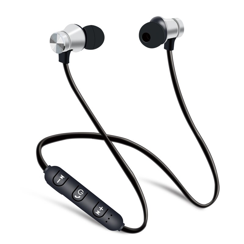 Magnetic attraction Bluetooth Earphone Sport Headset Fone de ouvido For iPhone Samsung Xiaomi Ecouteur Auriculares: Silver