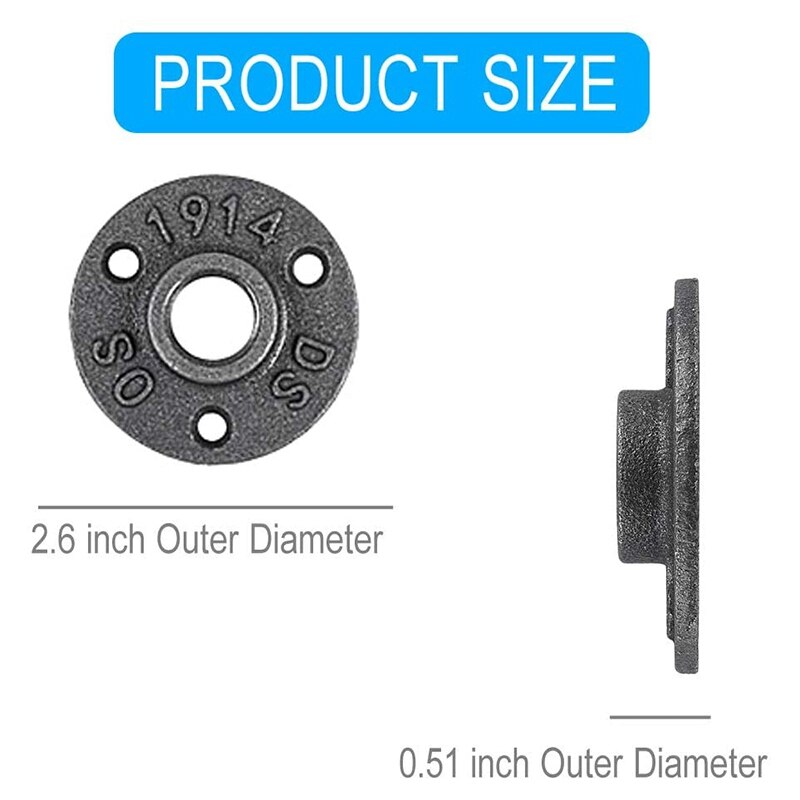 SHGO -1 Inches Malleable Cast Iron Pipe Flange, Industrial Pipe Flanges for Threaded Black Pipes and Fittings 1 Pcs