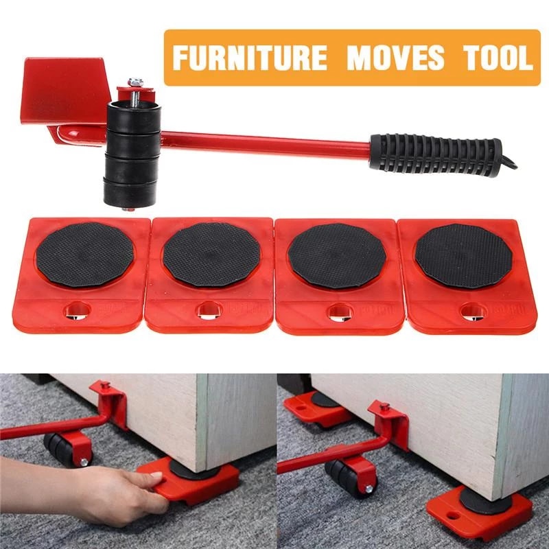 5 In 1 Moving Heavy Object Handling Tool Household Furniture Mobile Device Labor Saving Crowbar Hand Tool Set