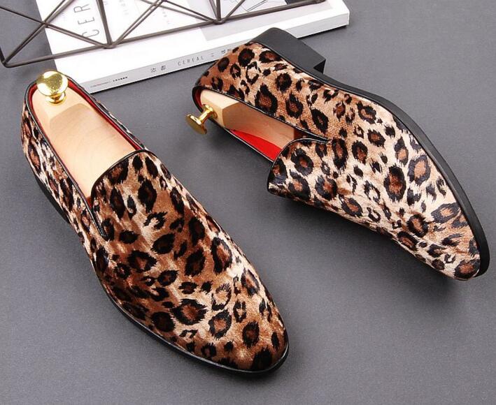 Mocasines con estampado de leopardo para hombre, zapatos planos para hombre, calzado de boda, Amuleto informal