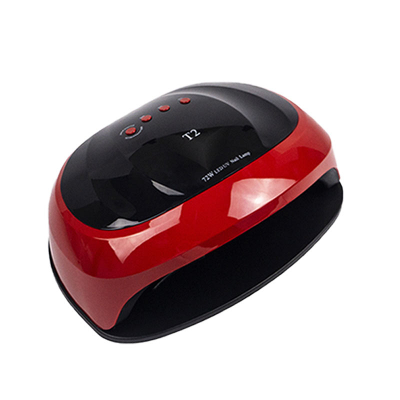 72W T2 2 Hands UV Lamp LED Nail Lamp Nail Dryer For All Gels Polish Light Infrared Sensing 10/30/60/99s Timer Smart For Manicure: Red