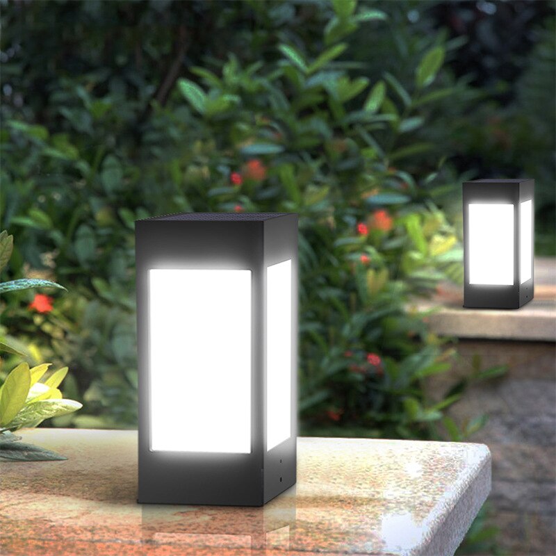 Solar Column Courtyard Light Garden Villa Square Head Sun Power Outdoor Led Lamp Waterproof Rural Landscape for Gate Street