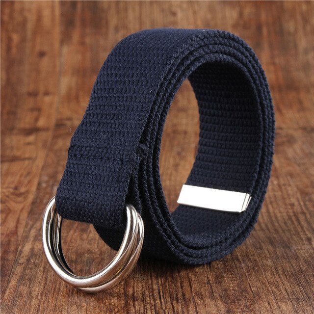 Beste Ybt Unisex Riem Canvas Legering Dubbele Ring Gesp Riem Verstelbare Outdoor Casual Multicolor Vrouwen En Mannen Riem: Q Royal blue