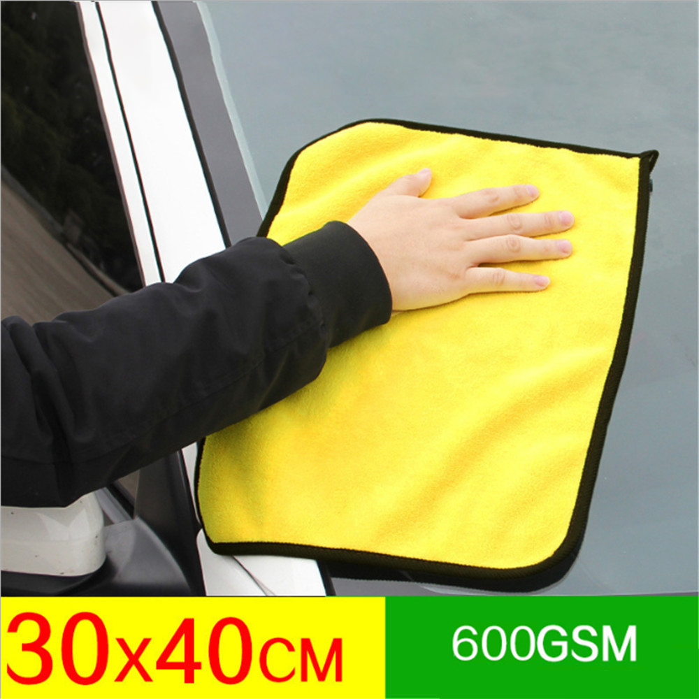 Super absorbant lave-auto microfibre serviette voiture nettoyage séchage tissu grand ourlet voiture soin tissu détaillant serviette 30*60: 30x40cm 600GSM