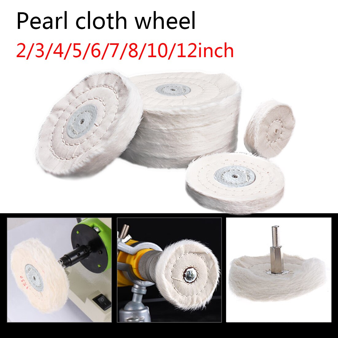 Ruedas pulidoras de 2 "-12" para pulir, tela de algodón, rueda pulidora, espejo de joyería de oro y plata, amoladora para pulir, almohadilla para herramientas abrasivas