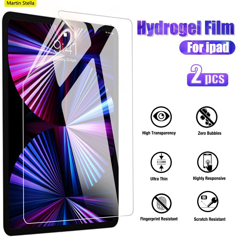 2 sztuk hydrożel Film dla Ipad Pro 11 12.9 2021 10.2 10.5 ekran Protector dla Ipad Air Mini 6 5 4 2 3 9 8th 7th Gen 2020 bez szkła