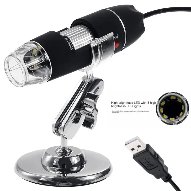 Verstelbare 1600X 2MP 1080P 8 LED Digitale Microscoop Type-C/Micro USB Vergrootglas Elektronische Stereo USB endoscoop Voor Telefoon PC