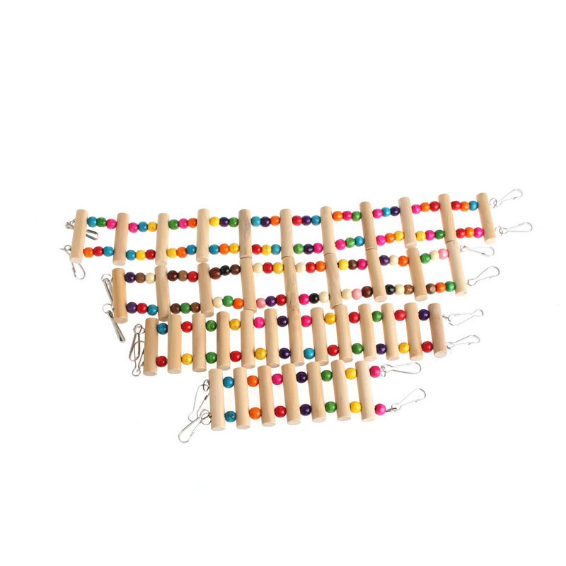 Birds Swing Wooden Bridge Ladder Climb Cockatiel Parakeet Parrot Pet Toy T8DC