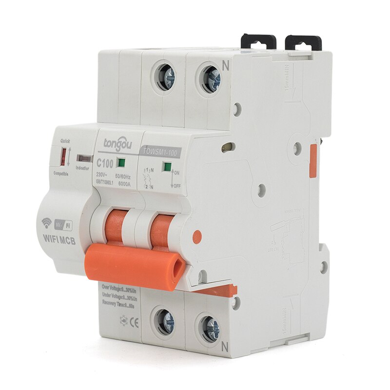 2P WiFi Intelligent Circuit Breaker Air Switch Automatic Switch Overload Short Circuit Protector Household Power Switch