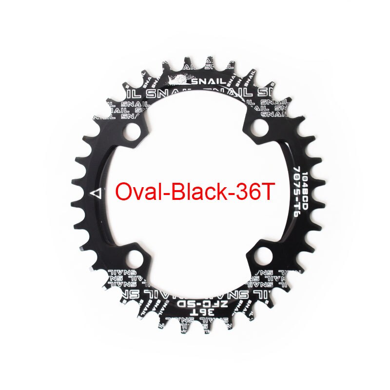 Slak mtb fiets kettingblad 104 bcd smal breed kettingblad 32/34/36/38/40/42t kettingbladen mountainbike voor 8/9/10/11s crankstellen: Ovaal-zwart -36t
