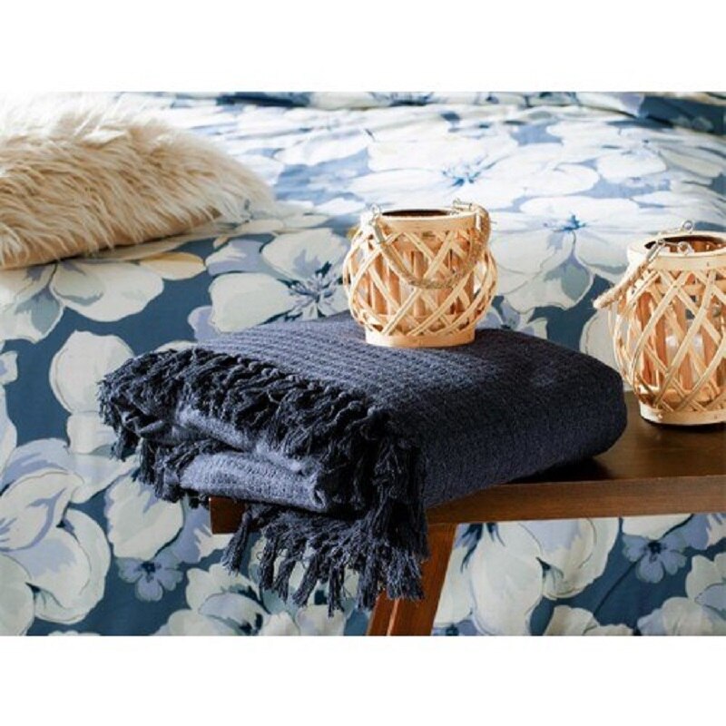 Engels Thuis Plaid Katoen Dubbel Bed Cover 240 X260 Cm Navy Blauw/Bordeaux/Grijs Dubbele, Katoen