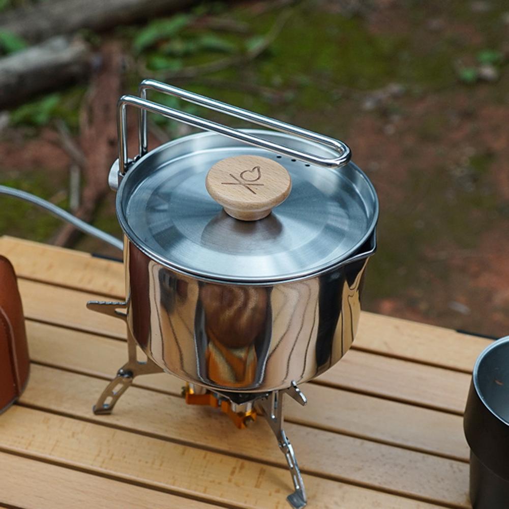 Hervidor de agua de acero inoxidable para Picnic, tetera Flexible de flujo suave, duradera, 1L, resistente a la corrosión, para acampar y viajar