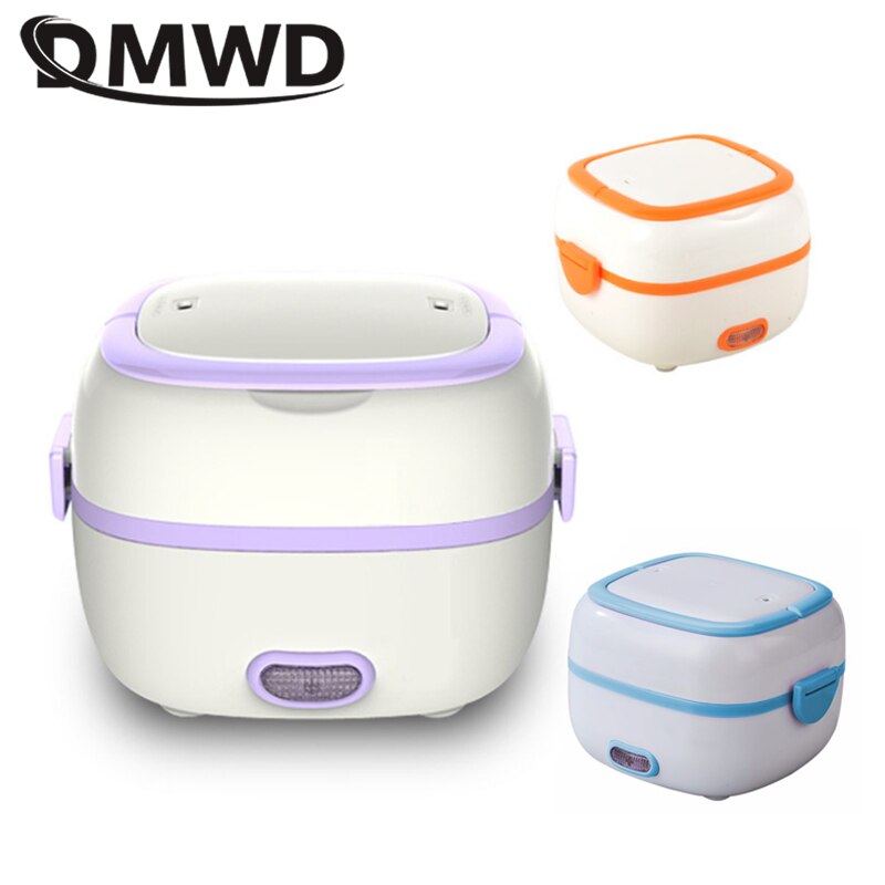 DMWD Electric rice cooker mini lunch box portable meal heating steamer Thermostat Food Warmer Container Stainless Steel liner US