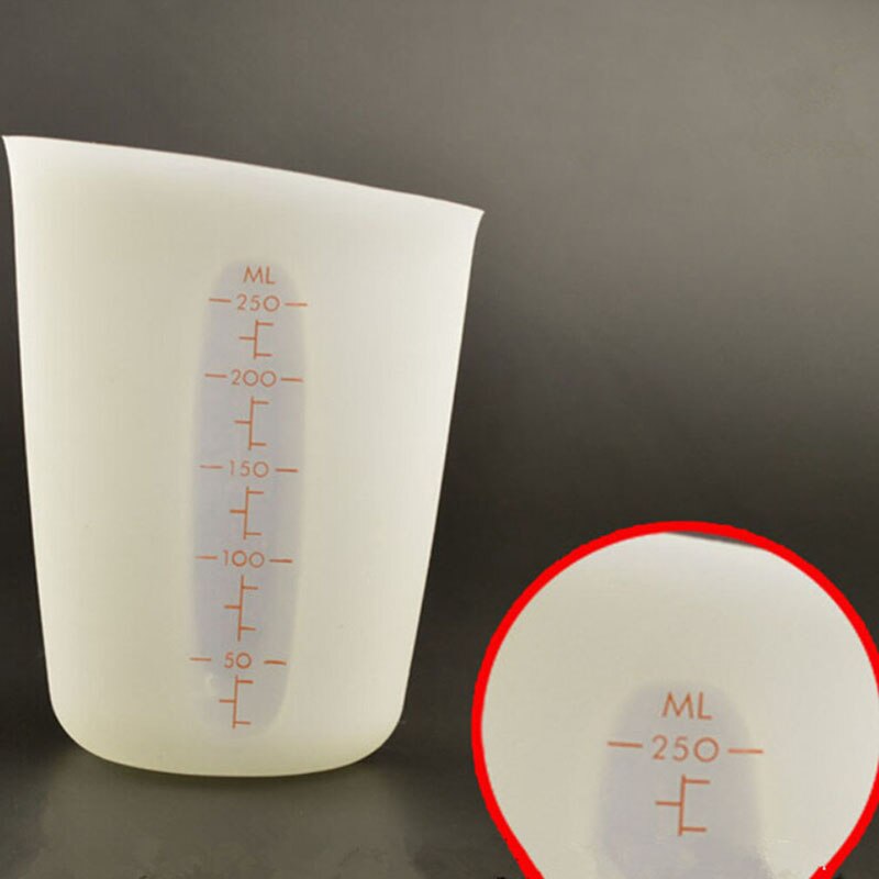 1 ud. Taza medidora de silicona para alimentos de 250ml vaso graduado utensilios medidores de cocina para hornear copas lindas de Color sólido
