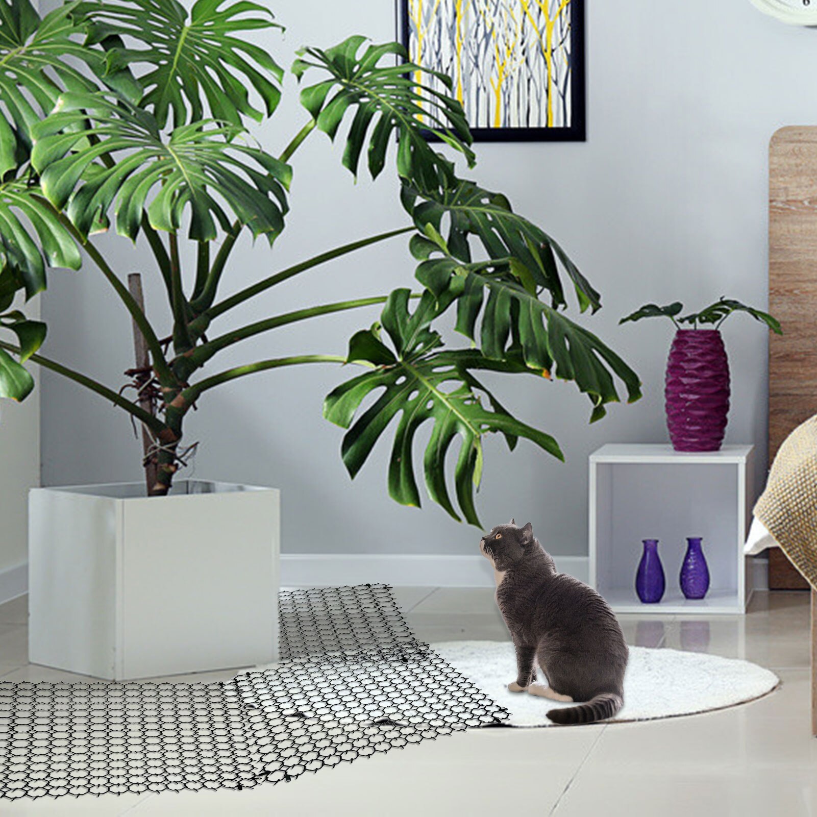 5PCS Cat Repellent Mat Garden Prickle Strip Dig Stop Cat Repellent Deterrent Mat Spike Portable Anti-Cat Dog Outdoor Garden