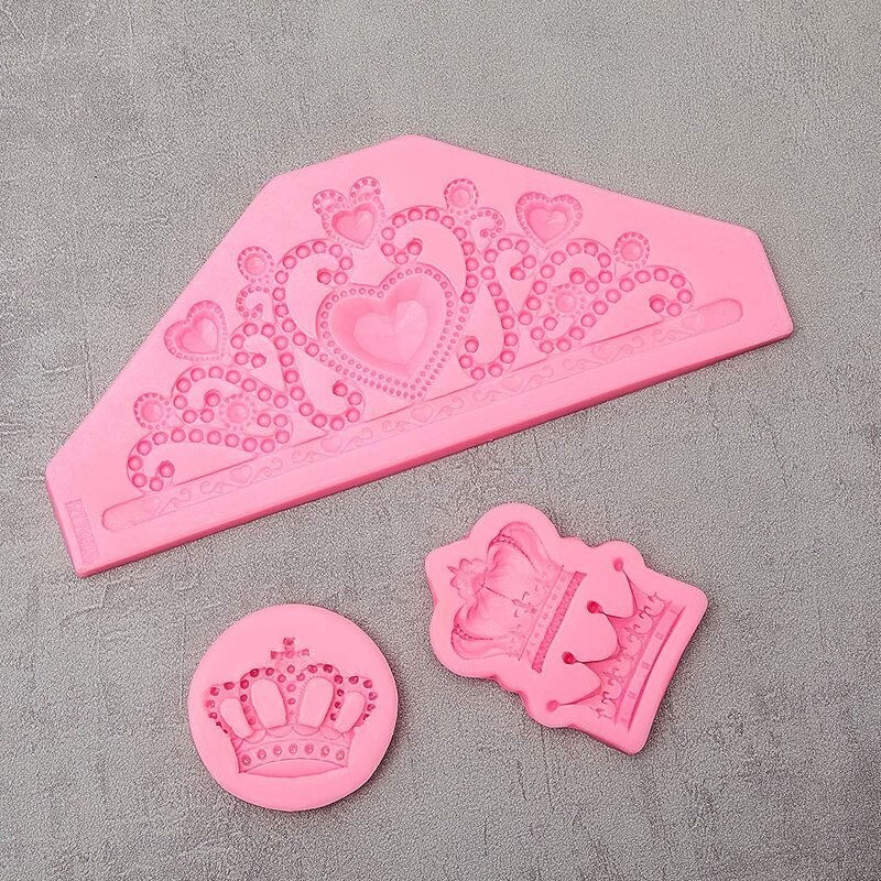 Crown Fondant Silicone Mould Princess Crown Heart Mould for Chocolate Pastry Cake Decorating Wedding Epoxy Polymer Clay Jewelry