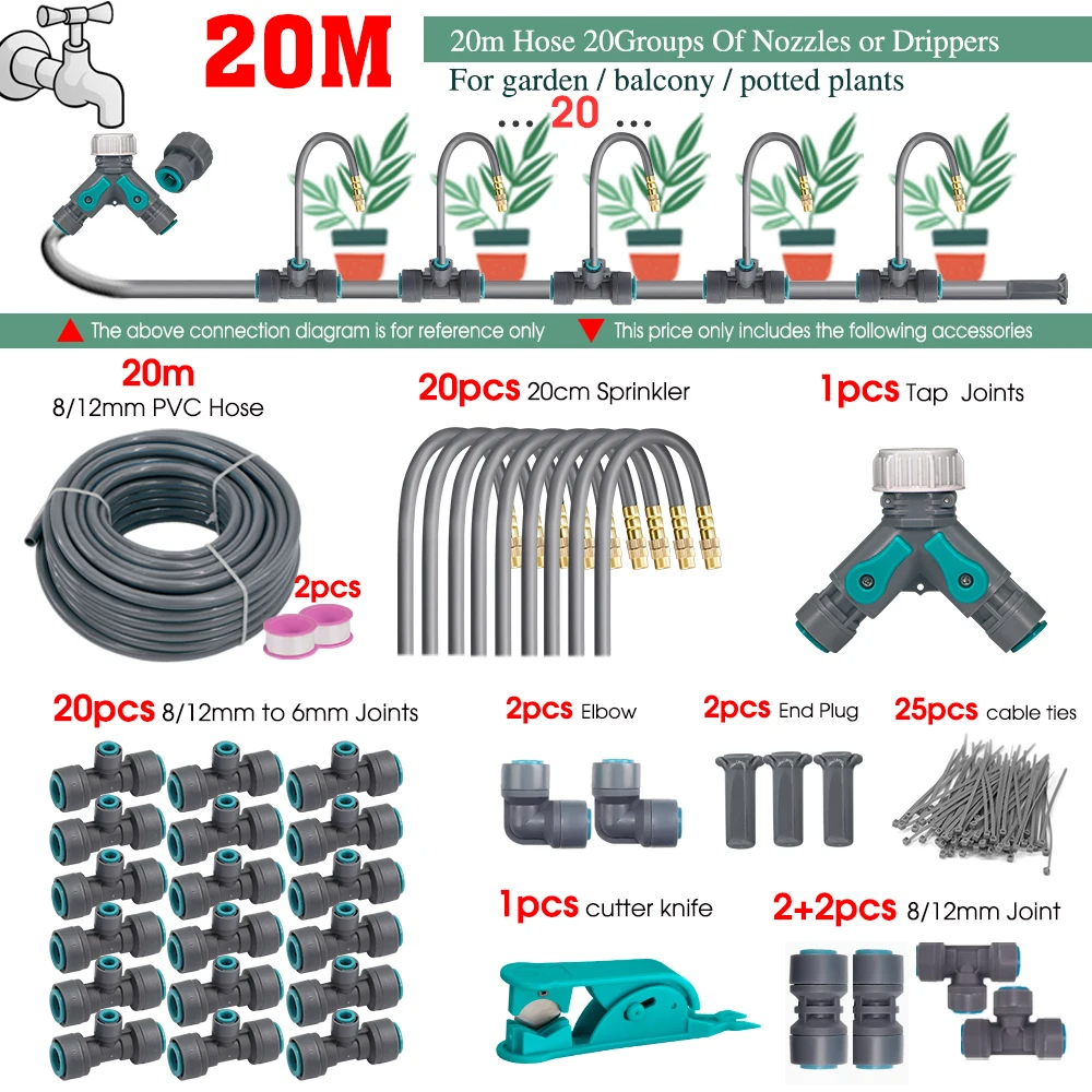 Flexible Brass Adjustable Spray Kit Gray 3/8"PE Hose Quick Connect Fogging Cooling Dedusting Watering System for Garden: Burgundy
