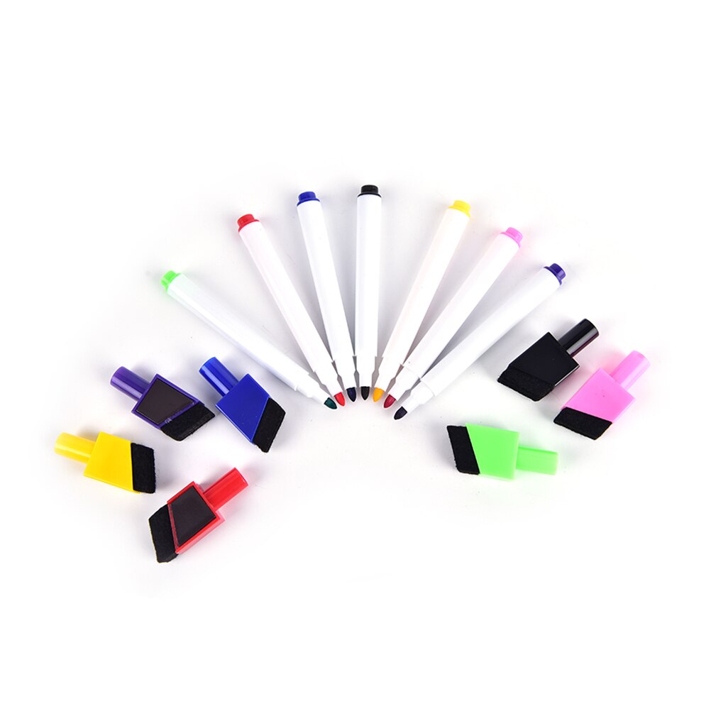 Feutres pour tableau blanc magnétique en plastique, 5 pièces/ensemble, effaçables, pour tableau blanc sec, effaceur intégré, fournitures scolaires et de bureau