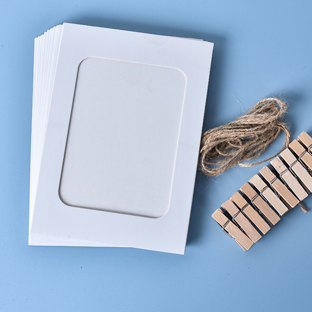 6/7Inch Photo Frames Met Clips En Touw Diy Craft Retro Kraft Kartonnen Fotolijst Display Wall Opknoping Foto album Home Decor: C / 6 inch