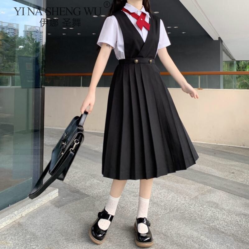 Frauen Japanischen Kurzarm JK Kleid Mädchen Gurt Kleid JK Hochschule hoch Schule Uniform Class Uniform Studenten Kleidung 2 Farben